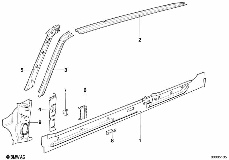 Single components for body-side frame