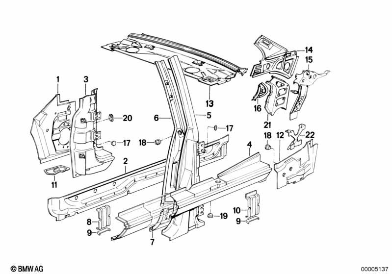 Single components for body-side frame