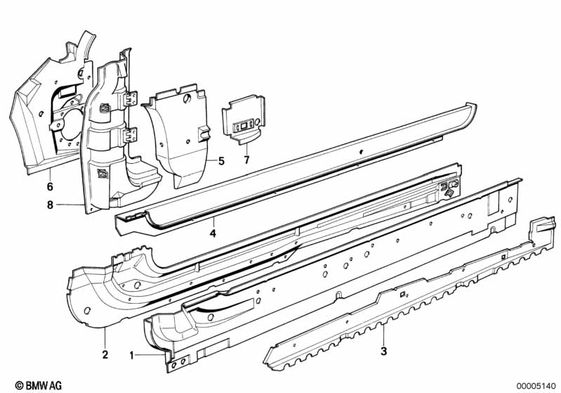 Single components for body-side frame