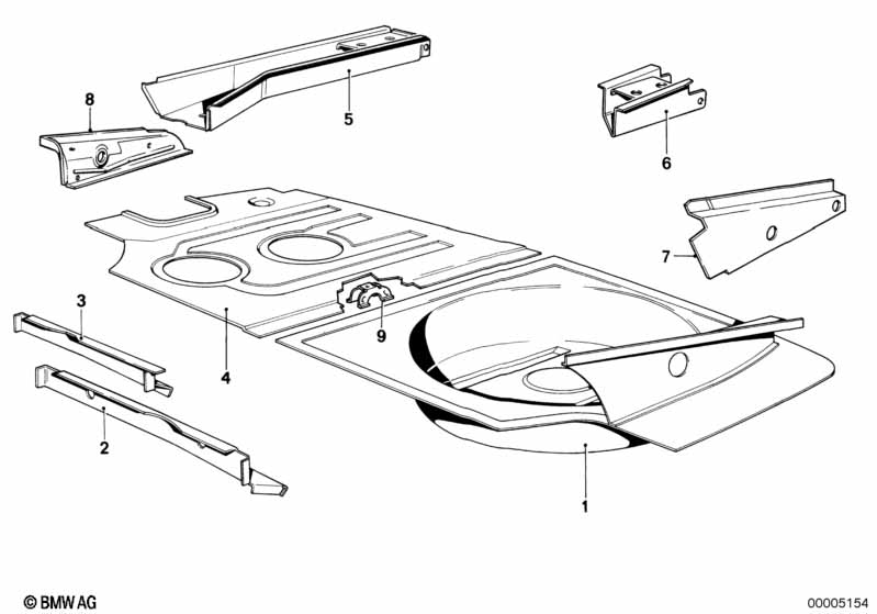 Mounting parts for trunk floor panel