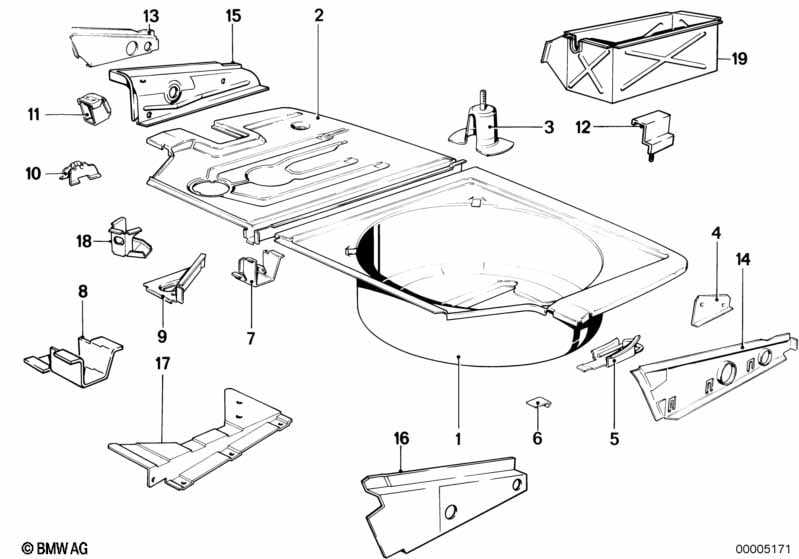 Mounting parts for trunk floor panel