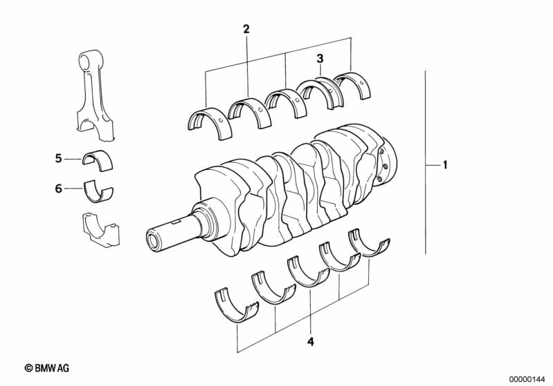 Crankshaft with bearing shells