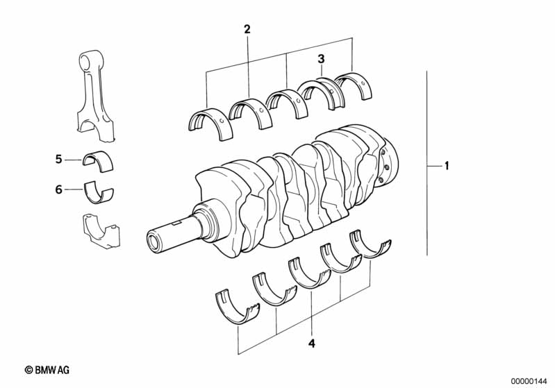Crankshaft with bearing shells