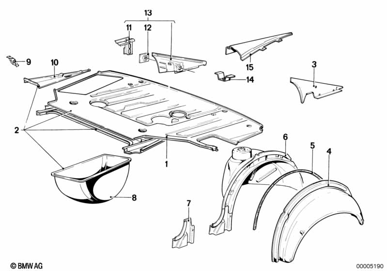 Floor panel trunk/wheel housing rear