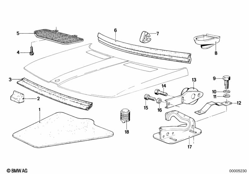 Engine hood/mounting parts
