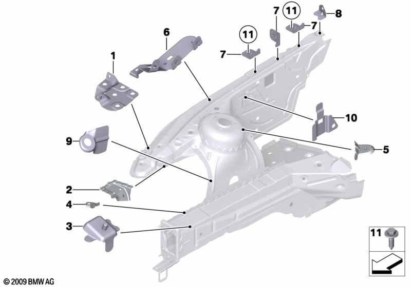 Genuine BMW 41007269648 E89 Bracket, Side Panel, Top Right (Inc. Z4) | ML Performance UK Car Parts
