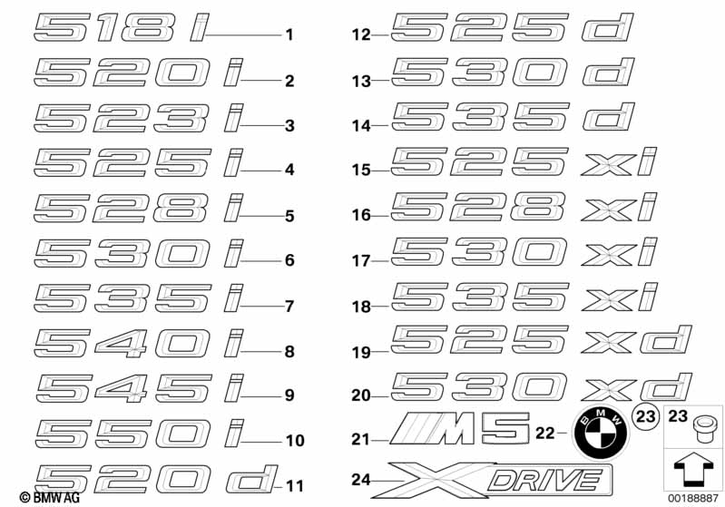 Genuine BMW 51147111711 E60 E61 Label - 545I - (Inc. 545i) | ML Performance UK Car Parts