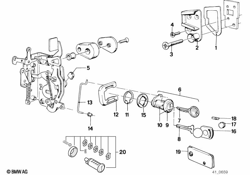 Door handle front/lock/key