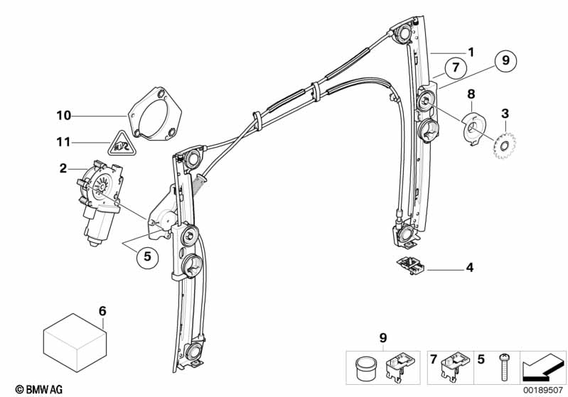 Mechanizm szyby drzwi przednich