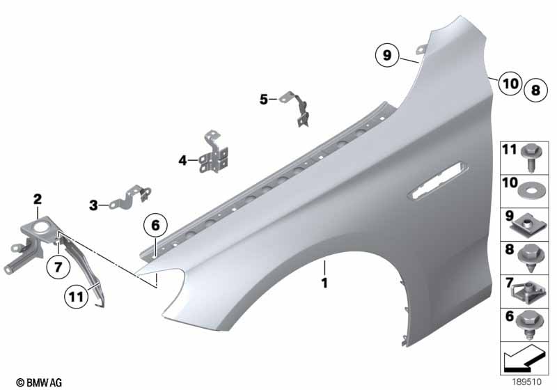 Genuine BMW 41357230571 Side Panel Bracket, Front Left 3 (Inc. 530d 155kW, 535d & 550iX 4.4) | ML Performance EU Car Parts