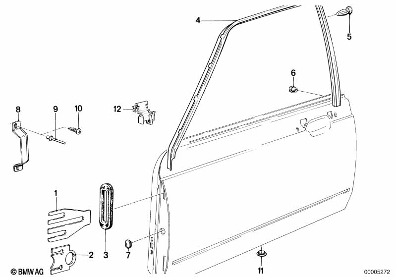 Front door-window frame/mounting parts