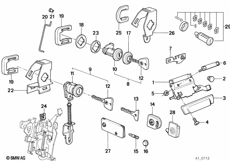 Door handle front/lock/key
