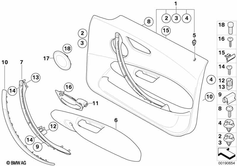 Door trim panel, front