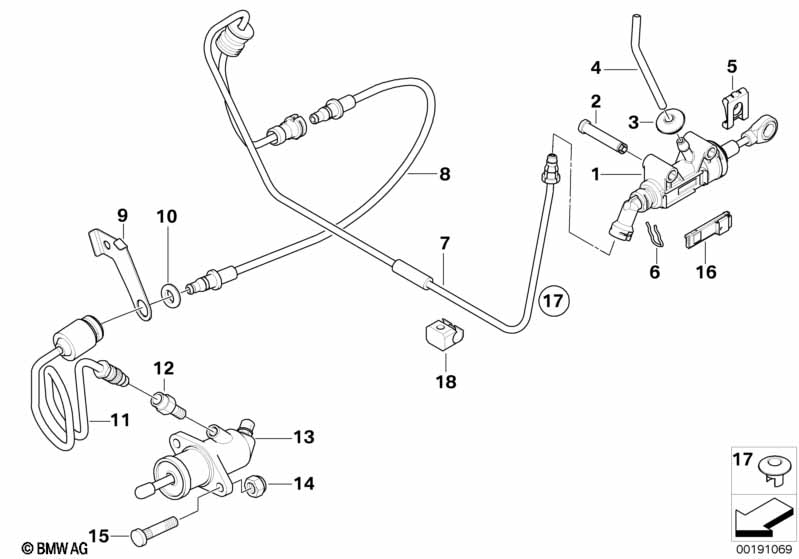 Genuine BMW 21526759940 E63 E64 F25 Pin, Master Cylinder D=9mm/L=48mm (Inc. 530i, 528xi & 520dX) | ML Performance UK Car Parts
