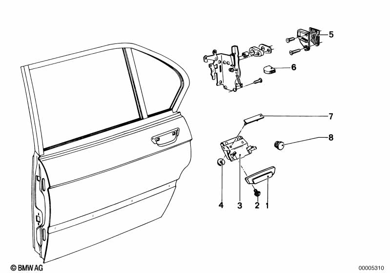 Closing system, door, rear
