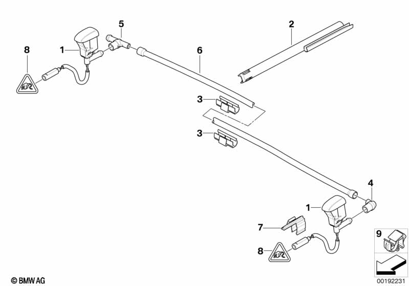 Single parts for windshield cleaning