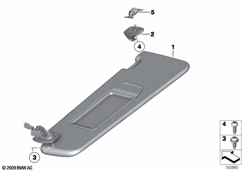 Genuine BMW 51167225915 Sun Visor With Label, Left OYSTER (Inc. 550i, 535i & 535iX) | ML Performance EU Car Parts