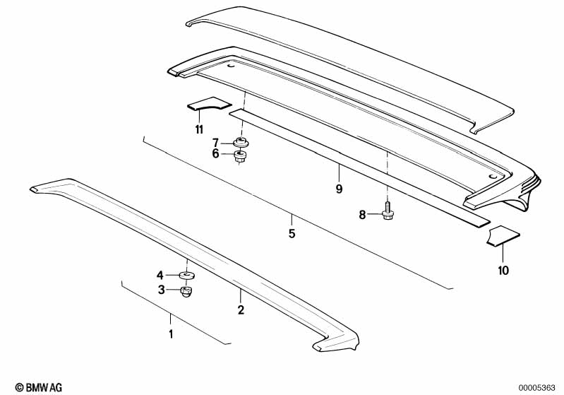 Rear spoiler single parts