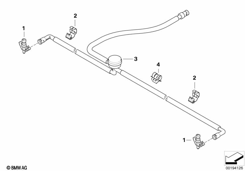 Hose lines, headlight washer system