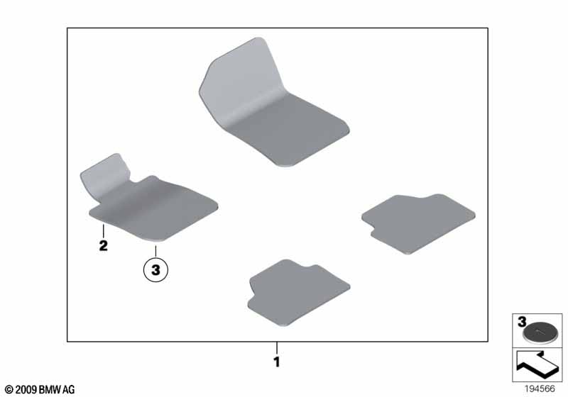 Floor mats, velours