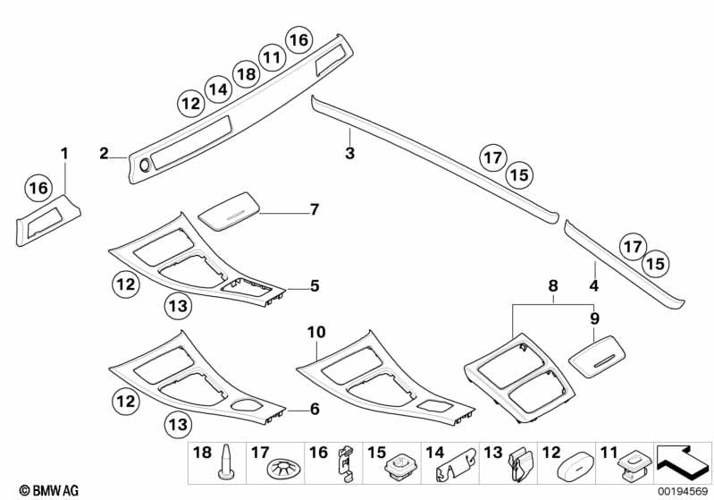Interior trim finishers black high-gloss