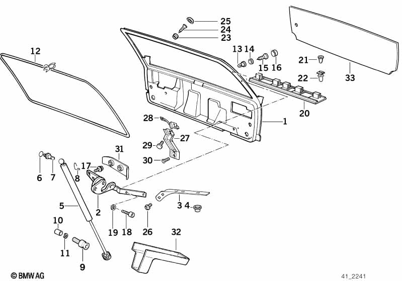 Single components for trunk lid