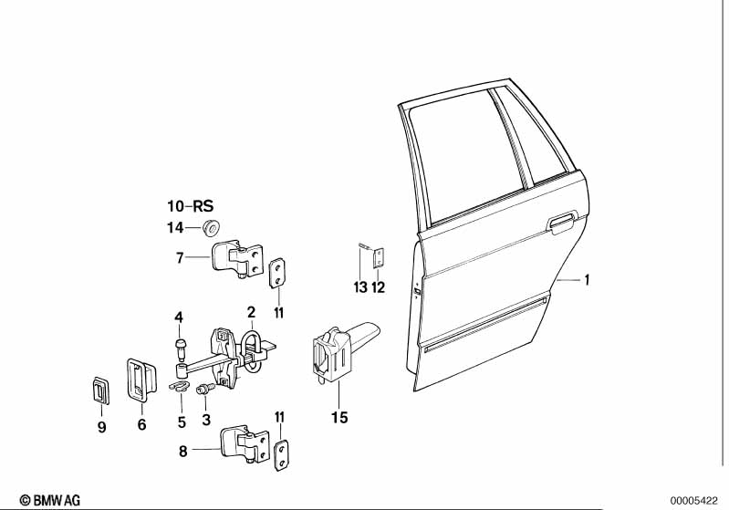 Rear door - hinge/door brake