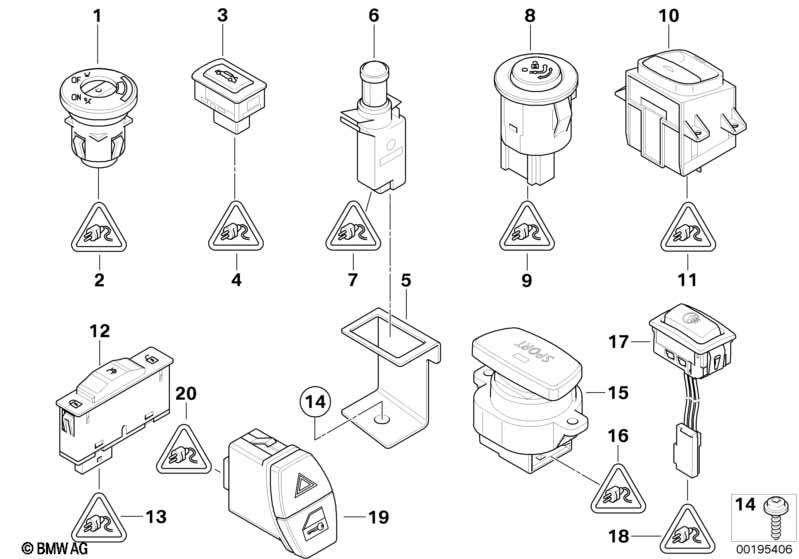 Genuine BMW 61319119052 E53 E63 Contact Switch (Inc. 335i, 535i & 520d) | ML Performance EU Car Parts
