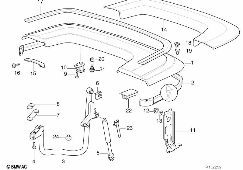 Genuine BMW 41638135915 E36 Left Folding Top Flap Hinge (Inc. 325i, 320i & 323i) | ML Performance UK Car Parts