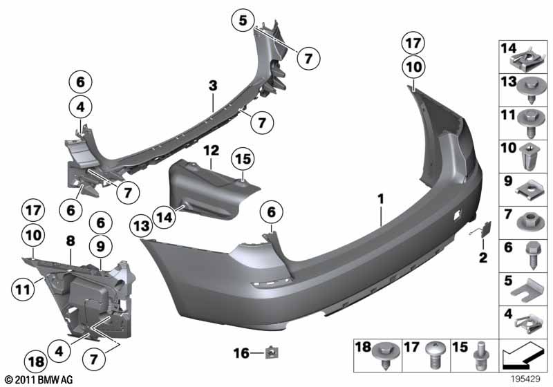 Genuine BMW 51127201215 Guide, Center Rear (Inc. 535d, 550iX & 550i) | ML Performance EU Car Parts