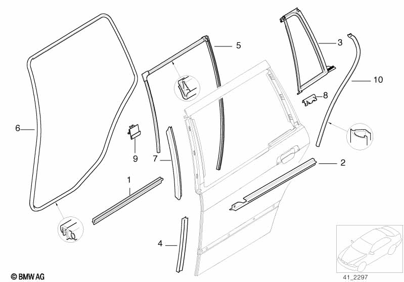 Door weatherstrip rear