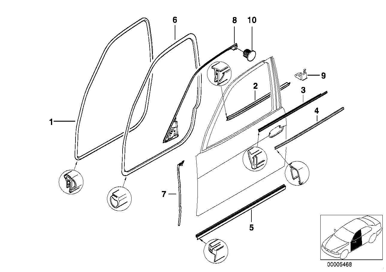 Genuine BMW 51218125595 E38 Front Left Sealing Betw.Door And Column (Inc. 728i, 728iL & 735i) | ML Performance UK Car Parts
