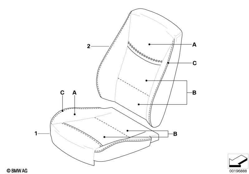 Individual uphols, base seat, front, LC