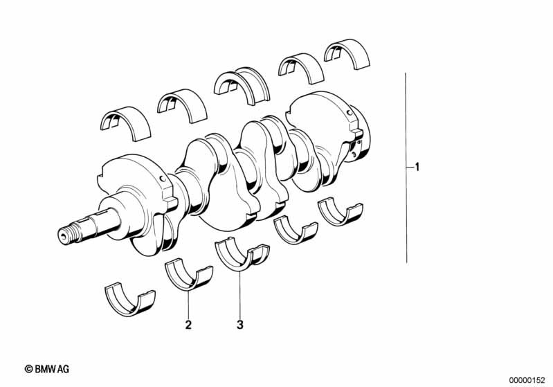 Crankshaft with bearing shells