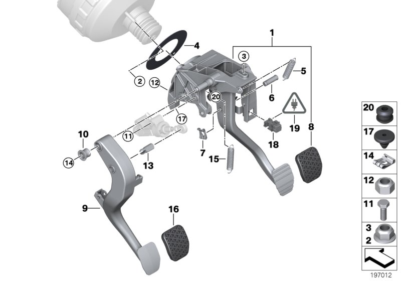 Foot lever mech. with return spring