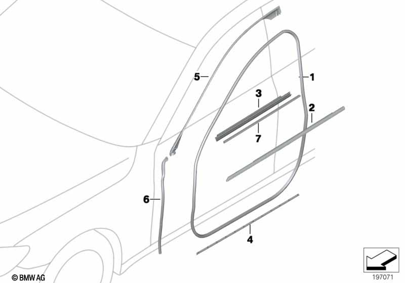 Genuine BMW 51337185228 Channel Cover,Exterior,Door, Front Right GLANZSCHWARZ (Inc. Alpina B7X, 730Li & 750Li) | ML Performance US Car Parts