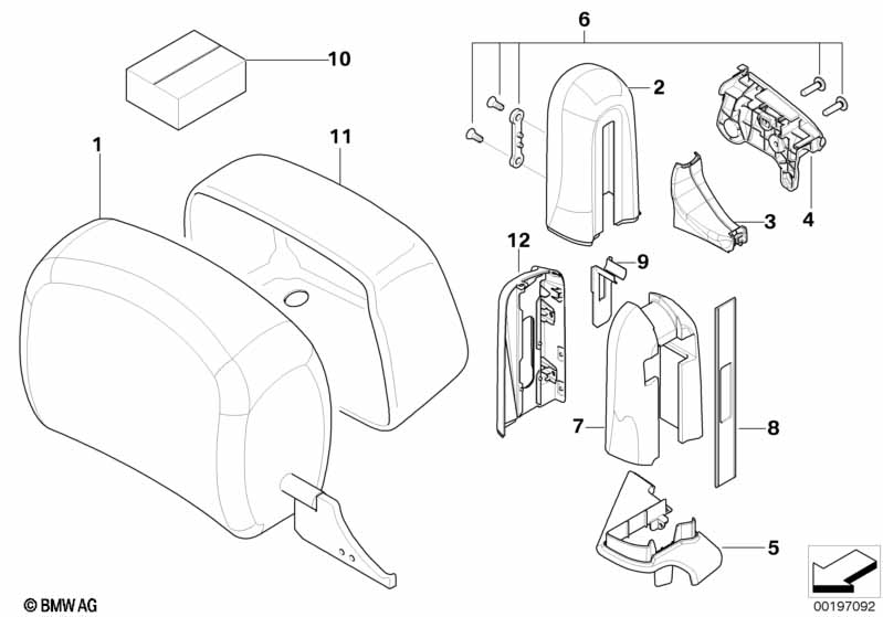 Seat, front, head restraint