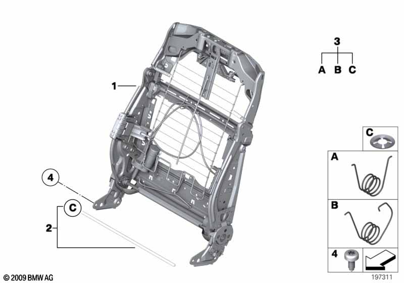 Genuine BMW 52109144893 Backrest Frame, Base Seat (Inc. Hybrid 5, 523i & 530d) | ML Performance EU Car Parts