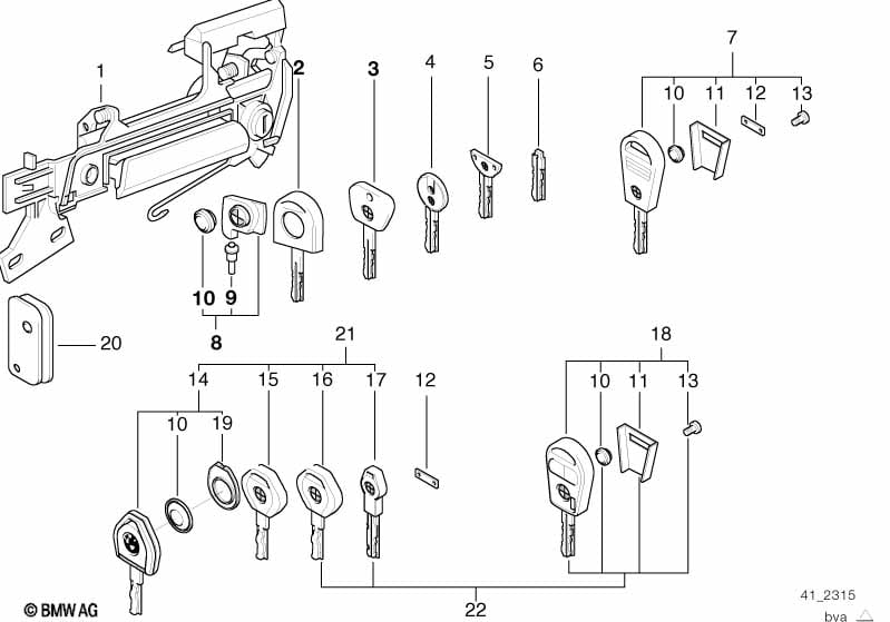 Door handle front/lock/key