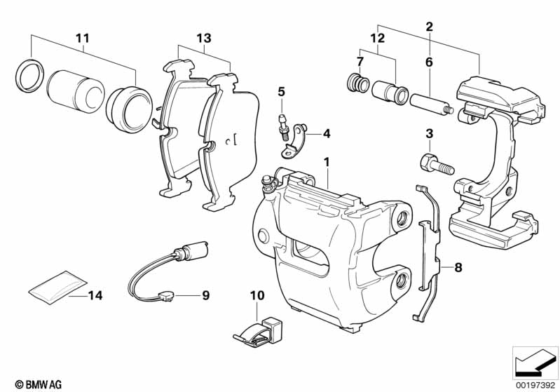 Front brake pad wear sensor