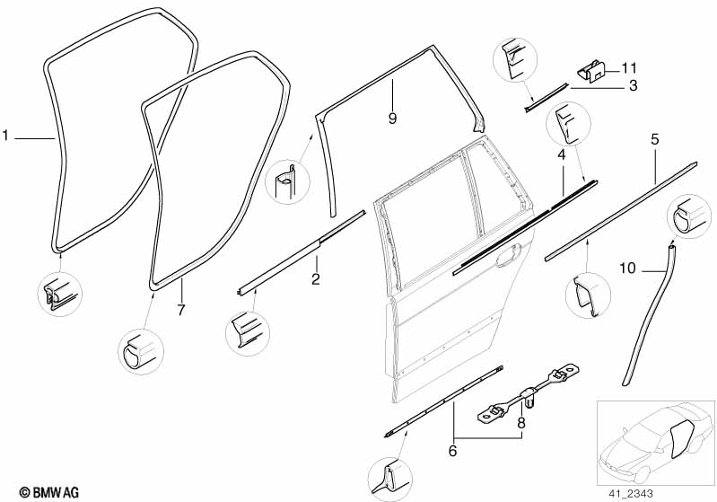 Door weatherstrip rear