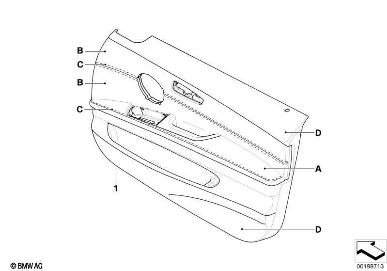 Indi. door panel, leathr trim, front, LC