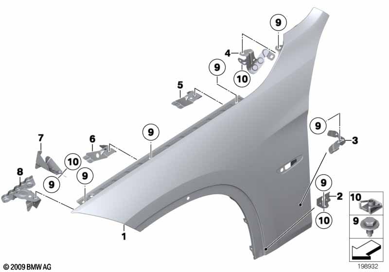 Genuine BMW 41627332424 E84 Side Panel, Front Right (Inc. X1 20dX, X1 20d ed & X1 16i) | ML Performance EU Car Parts