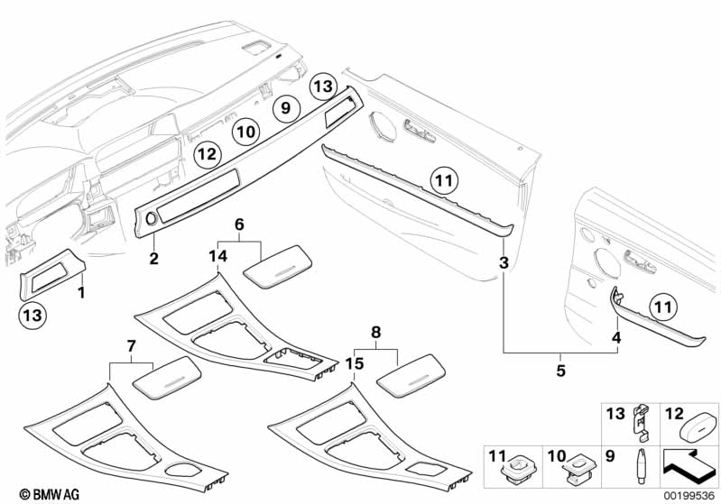 Genuine BMW 51429179967 E90 E91 Decorative Strip, Door Rear Left NUSSBAUM WURZEL (Inc. 335xi, 320d ed & 323i) | ML Performance EU Car Parts