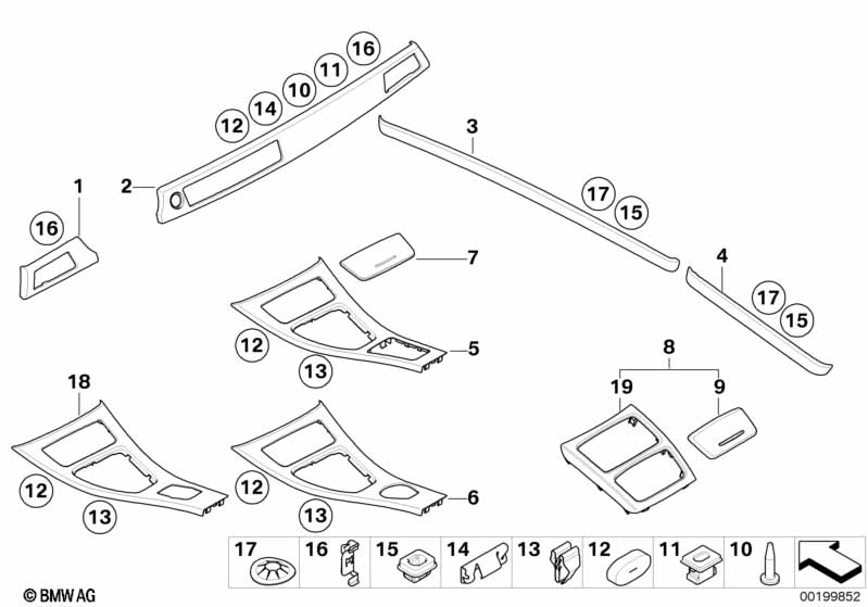 Interior strips, high-gloss, grey