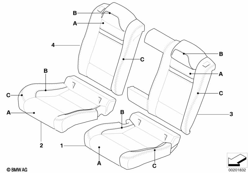 Individual cover, leather, seat rear