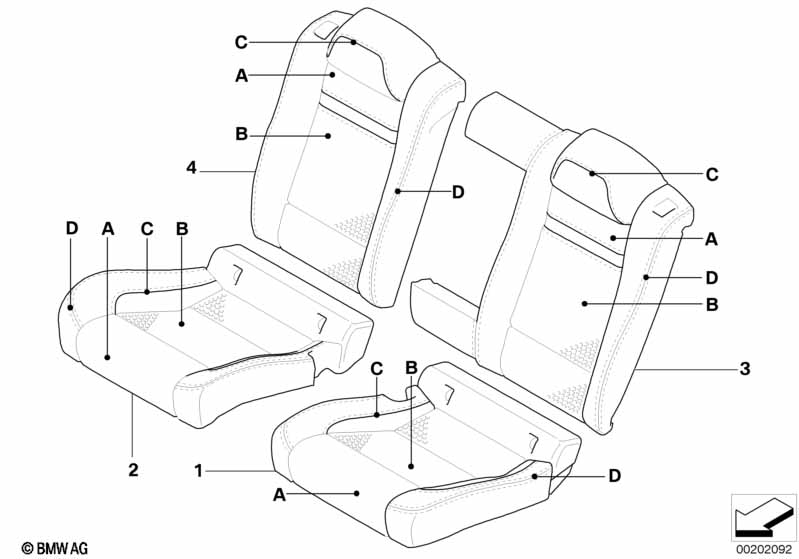 Indi. cover, seat, rear, perforated lthr