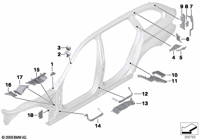 Cavity shielding, side frame
