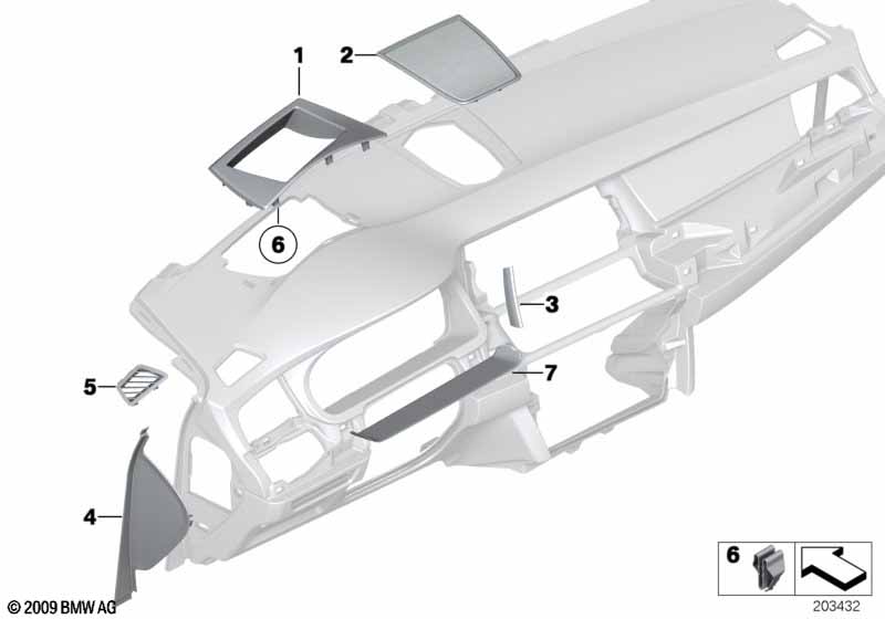 Mounting parts, I-panel, top