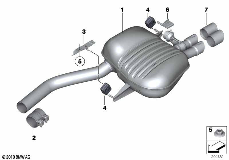 Exhaust system, rear